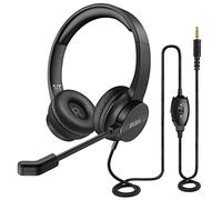 EKSA Cuffie con microfono per laptop, cuffie telefoniche cablate da 3,5 mm con controlli volume e microfono, cuffie leggere per computer comode per tutto il giorno, per casa, ufficio, call center