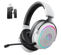 EKSA Cuffie da gioco wireless da 2,4 GHz per PS5/PS4/PC/Switch/Mac, Bluetooth 5.3 cuffie da gioco wireless con microfono, latenza 30 ms, durata della batteria 80 ore, RGB, cuffie USB per PC