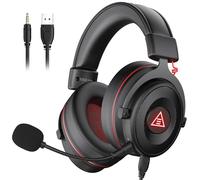 EKSA E900 Pro Cuffie Gaming con Microfono, Surround 7.1, USB e Jack da 3,5 mm, Driver da 50 mm, Microfono con Riduzione del Rumore, Luce LED, per PC PS4 PS5 Xbox One Switch Rosso