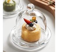 eKsdf Mini piatto per torta con campana in vetro, cappuccio, piccolo campanello per formaggio, campana per muffing
