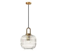 EKSED Lampada a sospensione in vetro trasparente con rifinitura in bronzo dorato, moderna lampada a sospensione a sospensione retrò per comodino, tavolo da pranzo, isola della cucina (200 mm)
