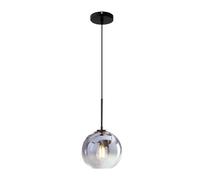 EKSED Lampada a Sospensione Moderna in Vetro con Attacco E27, Paralume Sferico da 20 cm per Soffitto, Ideale per Isola Cucina o Sala da Pranzo (Argento, 1 Luce)