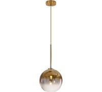 EKSED Lampada a Sospensione Moderna in Vetro con Attacco E27, Paralume Sferico da 25 cm per Soffitto, Ideale per Isola Cucina o Sala da Pranzo (Oro, 1 Luce)