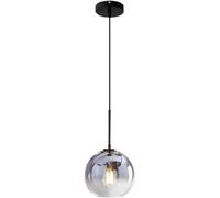 EKSED Lampada a Sospensione Moderna in Vetro con Attacco E27, Paralume Sferico da 25 cm per Soffitto, Ideale per Isola Cucina o Sala da Pranzo (Argento, 1 Luce)