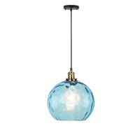 EKSED Lampadario a Sospensione Sferico in Vetro Ondulato - Lampada a Sospensione con Paralume in Ottone per Isola Cucina e Sala da Pranzo