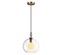 EKSED Vetro sferico trasparente da 250 mm Luce pendente Lampada a sospensione in vetro grigio satinato con attacco in ottone (25cm)