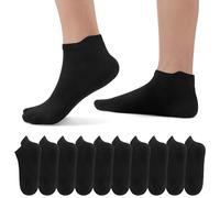 EKSHER 10 Paia Calzini Corti Uomo & Donna, Calze Sportive Donna Calzini Uomo Calze Running Donna Cotone Traspirante Unisex Nero 35-38