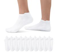 EKSHER 10 Paia Calzini Sportive Uomo Corti - Calzini Bianchi Donna Corte - Calze Donna Cotone e Traspiranti Running Calzini alla Caviglia - Fantasmini Uomo da Corsa Bianco 43-46