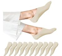 EKSHER 10 paia di calzini per sneaker, invisibili, da uomo, in cotone, antiscivolo, mezze calze estive, 10 x beige, 43-46