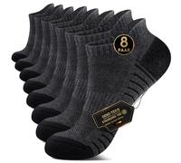 EKSHER Calzini Donna Cotone 8 Paia, Calzini Uomo Corte, Calze Running, Sportivi per Corsa, Caviglia Atletici Unisex, 35-38 Grigio Scuro