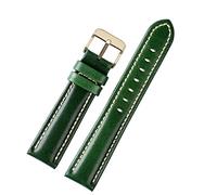 EKSIL 18mm 20mm 22mm modello di bambù morbida pelle bovina cinturino da uomo fibbia farfalla struzzo pelle verde cinturino bracciale, 22mm, Agata