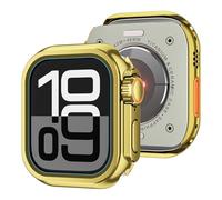 EKSIL Custodia per orologio in lega per Apple Watch Case Ultra 2 49mm Custodia serie S10 46mm S9 S8 S7 S6 S5 S4 SE 44MM 45MM Custodia protettiva per telaio Custodia protettiva in metallo(Bright gold,4