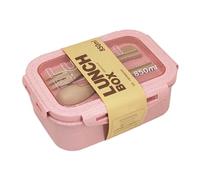 EKsma Bento box for adulti con 2 scomparti, kit for pranzo giapponese con cucchiaio e forchetta, contenitori for la preparazione dei pasti in, contenitore for il pranzo adatto al microonde(Pink)