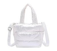 EKsma Borsa a mano leggera e imbottita da donna, grande capacità, tracolla regolabile, borsa a mano imbottita, borsa for la spesa(White)