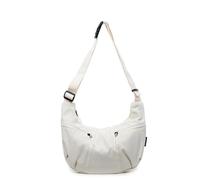 EKSMA Borsa a tracolla in nylon for donna, unisex, spaziosa, morbida, hobo, borsa a tracolla multitasche, grande capacità, borsa a mezzaluna(Beige)