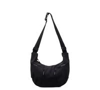 EKSMA Borsa a tracolla in nylon for donna, unisex, spaziosa, morbida, hobo, borsa a tracolla multitasche, grande capacità, borsa a mezzaluna(Black)