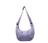 EKSMA Borsa a tracolla in nylon for donna, unisex, spaziosa, morbida, hobo, borsa a tracolla multitasche, grande capacità, borsa a mezzaluna(Purple)