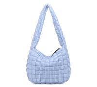 EKSMA Borsa trapuntata da donna, grande borsa tote imbottita, grande capacità, borsa hobo in nylon leggero con tasca con cerniera(Blue)