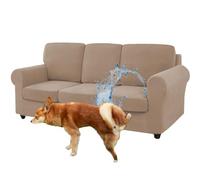 Ektorp - Copridivano impermeabile elasticizzato con cuscini di seduta e schienale, protezione a prova di perdite, per bambini e animali domestici, colore: cachi (divano + sedili da 3 L + schienale da