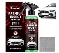 Ekukeon Rimuovi Insetti Auto, Rimuovi Resina Auto con Panno in Microfibra, Detergente Spray per Auto, Elimina Macchie e Tracce di Insett in Modo Facile, per Parabrezza, fari e Vernice, 120ml