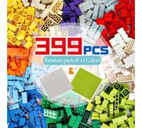 ekuzi Mattoncini Costruzioni 399 Pezzi con 2 Classic Base per Bambini Compatibili con Tutti i Marchi Classic di Mattoni Adatti per Giochi Bambini Oltre i 6 Anni Maschio