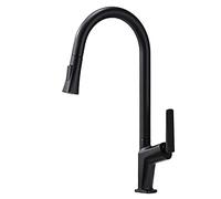 EKVVKOMWK Rubinetto da cucina con doccetta estraibile, rubinetto girevole estraibile in rame, miscelatore monocomando per acqua calda e fredda, montaggio a soffitto a 1 foro, oro nero (noir)