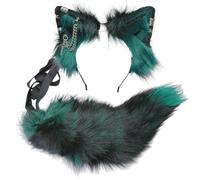 Ekwikzz Set di orecchie di lupo e coda di volpe, fasce per capelli con clip, soffici costumi cosplay, gotico punk, accessori per Halloween SI Cross D GR