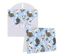 EKYOSHCZ Biglietti di auguri blu con cincillà e luna con buste biglietto di compleanno vuoto biglietto di compleanno biglietto per la festa della mamma Natale Halloween matrimonio biglietti di auguri