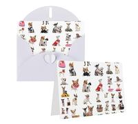 EKYOSHCZ Carino Chihuahua Pug Pattern Biglietti di auguri con buste Biglietto di compleanno vuoto Biglietto di compleanno Festa della Mamma Natale Halloween Matrimonio Biglietti di auguri per tutte le