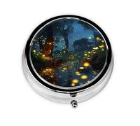 EKYOSHCZ Fireflies Portapillole a 3 scomparti per medicine e pillole, portatile, organizer per borsetta, idea regalo da viaggio, Nero , Taglia unica