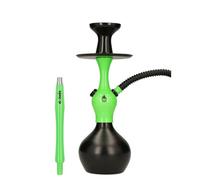 EL-BADIA C1 V2 Narghilè 31cm - Shisha Compatta e Moderna con Colonna in Alluminio, Vaso in Vetro Click, Braciere Phunnel, Tubo Lavabile & Bocchino - Narguilè Stile Ultra Moderno (Green & Black)