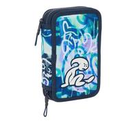 EL BAMBINO KOOK - Astuccio scuola per bambini, astuccio con colori, con 29 utili inclusi, ideale per bambini dai 5 ai 14 anni, comodo e versatile, qualità e resistenza, 12,5 x 4 x 19,5 cm, Blu navy,