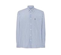 El Búho Nocturno Camicia Uomo Maniche Lunghe Popeline a Righe con Tasca Easy Iron Extra Soft, 50% Rayon derivato dal bambù, 50% Poliestere, Blu 0306, M