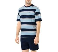 El Búho Nocturno Pigiama Uomo Corto Estivo Cotone Maglia a Righe Pigiama Intero Uomo, 100% Cotone, Blu 3082, XXL