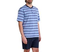 El Búho Nocturno Pigiama Uomo Corto Estivo Cotone Maglia a Righe Pigiama Intero Uomo, 100% Cotone, Blu 3038, L