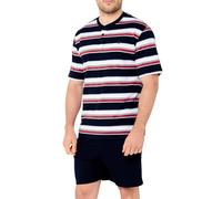 El Búho Nocturno Pigiama Uomo Corto Estivo Cotone Maglia a Righe Pigiama Intero Uomo, 100% Cotone, Rosso 3034, XL