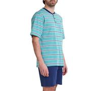 El Búho Nocturno Pigiama Uomo Corto Estivo Cotone Maglia a Righe Pigiama Intero Uomo, 100% Cotone, Verde 3039, L