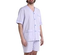 El Búho Nocturno Pigiama Uomo Corto Estivo Cotone Senza Collo Popeline a Quadri Pigiama Intero Uomo, 100% Cotone, Rosa 4545, XXL