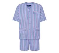 El Búho Nocturno Pigiama Uomo Corto Estivo Cotone Senza Collo Popeline a Righe Pigiama Intero Uomo, 100% Cotone, Blu 4534, 3XL
