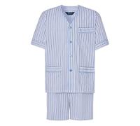 El Búho Nocturno Pigiama Uomo Corto Estivo Cotone Senza Collo Popeline a Righe Pigiama Intero Uomo, 100% Cotone, Bianco 4537, 3XL