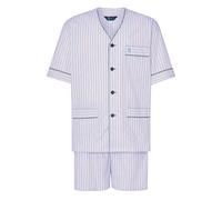 El Búho Nocturno Pigiama Uomo Corto Estivo Cotone Senza Collo Popeline a Righe Pigiama Intero Uomo, 100% Cotone, Bianco 4539, L