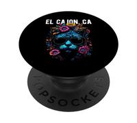 El Cajon California - Gatto e fiori PopSockets PopGrip Adesivo