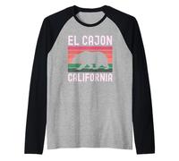 El Cajon California USA Bandiera Vintage Cali Bear San Diego SD Maglia con Maniche Raglan