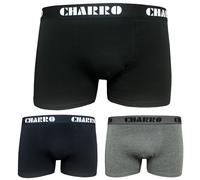EL CHARRO - 3 PEZZI BOXER UOMO TINTA UNITA NERO BLU GRIGIO COTONE ELASTICIZZATO