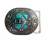 El Charro fibbia B622 argento con pietre turchese