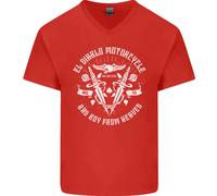 El Diablo Maglietta In Cotone A V Per Uomo Biker Moto