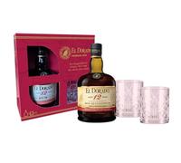 El Dorado, Rum 12 Years Old, 700 ml, Confezione Regalo con 2 Bicchieri, Aroma di Frutta Secca, Miele, Caramello, Note Legnose e Speziate, Invecchiato 12 anni in Guyana in Botti exBourbon, 40% Vol.