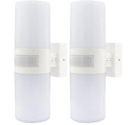 EL-HOME Lampada per facciate a LED ML-30B7 con sensore di movimento 12 m / 180° PIR, 20W, 1900lm, sensore crepuscolare, IP65 - per uso esterno, applique - bianco (Confezione da 2)