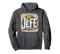 El Jefe da Uomo: Non accettare sostituti Crown Graphic Felpa con Cappuccio, Unisex per Adulti, Grigio Scuro, M