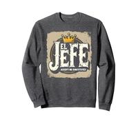 El Jefe da Uomo: Non accettare sostituti Crown Graphic Felpa, Unisex per Adulti, Grigio Scuro, S